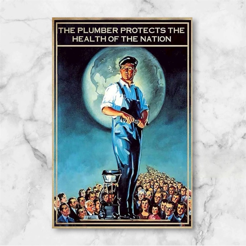 The Plumber Protects Health of the Nation Vintage Propaganda Style Art Canvas